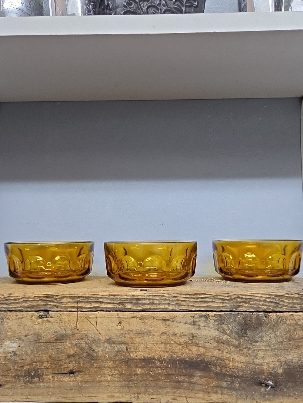 Mid-Century Modern Arcoroc France Amber Glass Dessert Berry Bowl